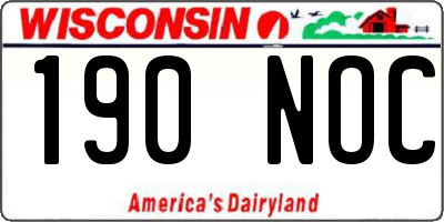 WI license plate 190NOC
