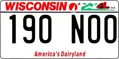 WI license plate 190NOO