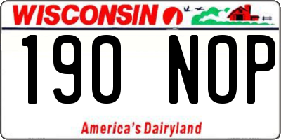 WI license plate 190NOP