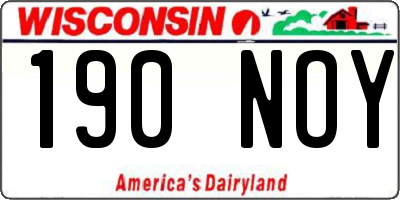 WI license plate 190NOY