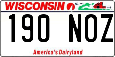 WI license plate 190NOZ