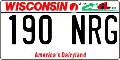 WI license plate 190NRG