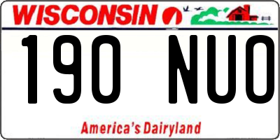 WI license plate 190NUO