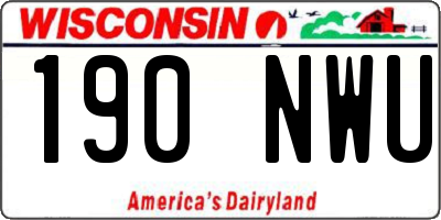WI license plate 190NWU