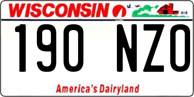 WI license plate 190NZO