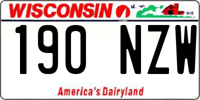 WI license plate 190NZW