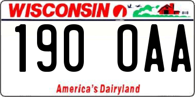 WI license plate 190OAA