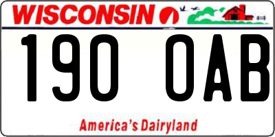 WI license plate 190OAB