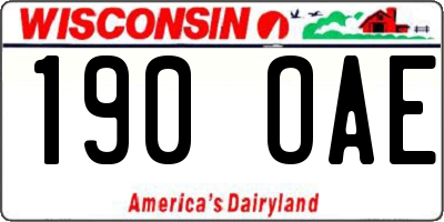 WI license plate 190OAE