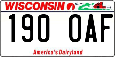 WI license plate 190OAF