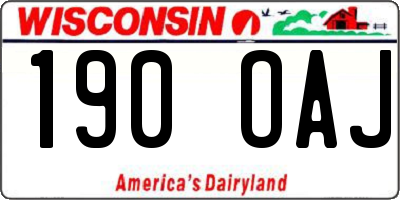 WI license plate 190OAJ