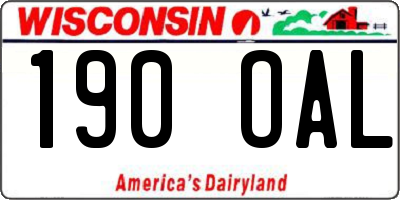 WI license plate 190OAL