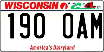 WI license plate 190OAM