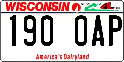 WI license plate 190OAP