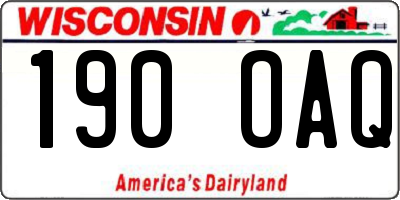 WI license plate 190OAQ