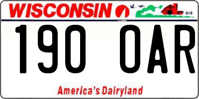 WI license plate 190OAR