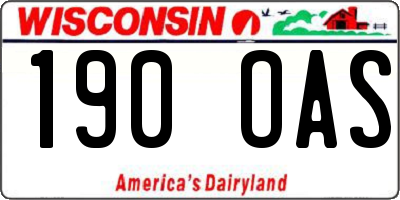 WI license plate 190OAS