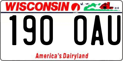 WI license plate 190OAU