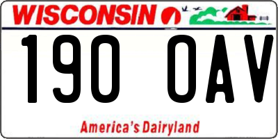 WI license plate 190OAV