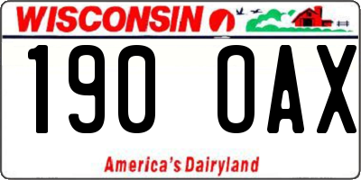 WI license plate 190OAX