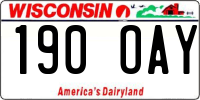 WI license plate 190OAY