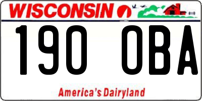 WI license plate 190OBA