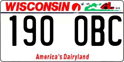 WI license plate 190OBC