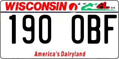 WI license plate 190OBF
