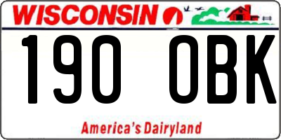 WI license plate 190OBK