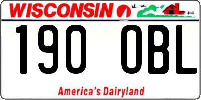 WI license plate 190OBL