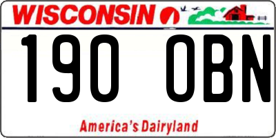 WI license plate 190OBN