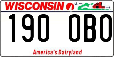 WI license plate 190OBO