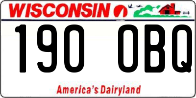 WI license plate 190OBQ