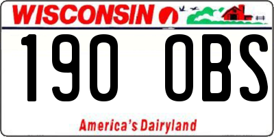 WI license plate 190OBS