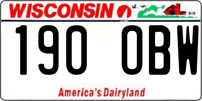 WI license plate 190OBW