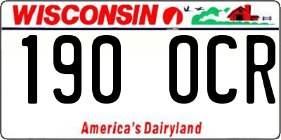 WI license plate 190OCR