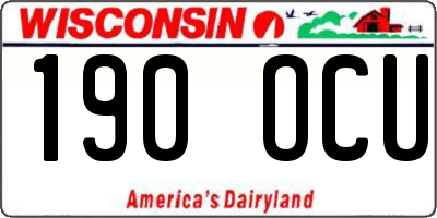 WI license plate 190OCU