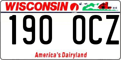 WI license plate 190OCZ