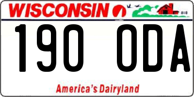 WI license plate 190ODA