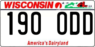 WI license plate 190ODD