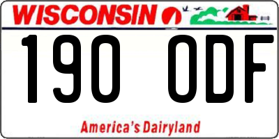 WI license plate 190ODF