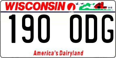 WI license plate 190ODG