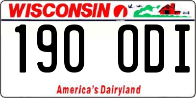 WI license plate 190ODI
