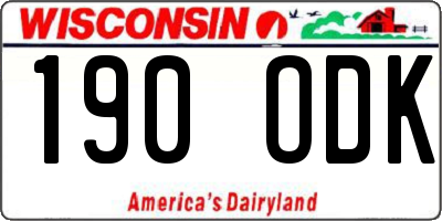 WI license plate 190ODK