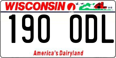WI license plate 190ODL