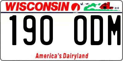 WI license plate 190ODM
