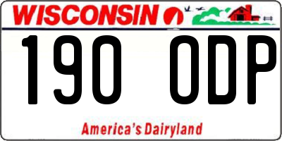 WI license plate 190ODP