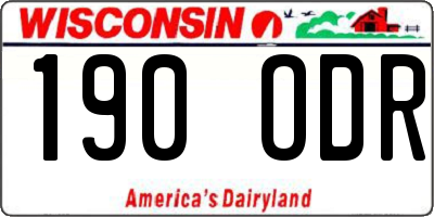 WI license plate 190ODR