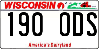 WI license plate 190ODS