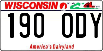 WI license plate 190ODY